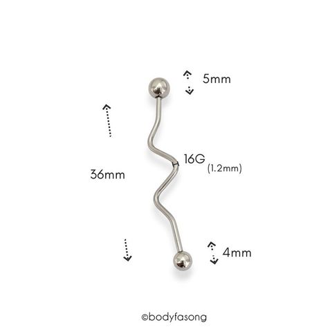 光波-工業耳洞 耳環 尺寸