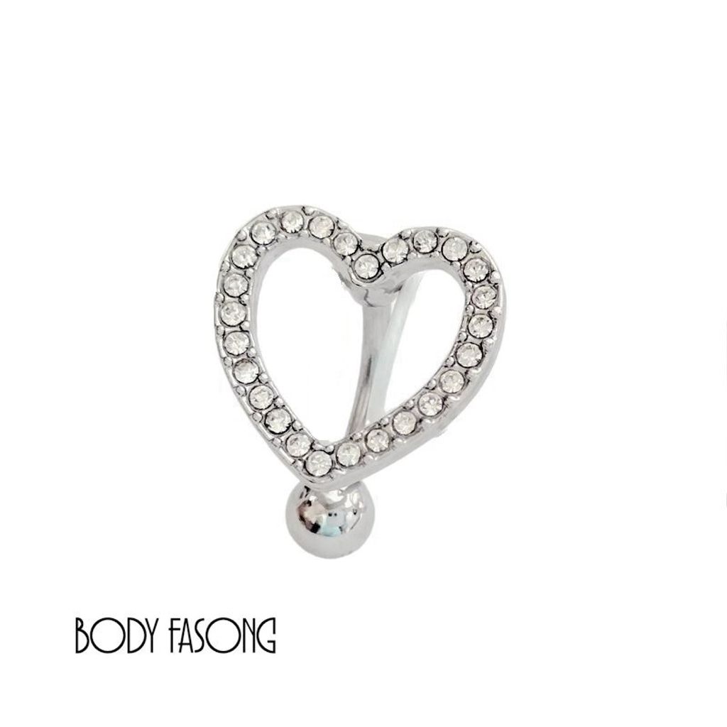 鏤空密鑲愛心 肚臍環