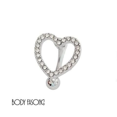 鏤空密鑲愛心 肚臍環
