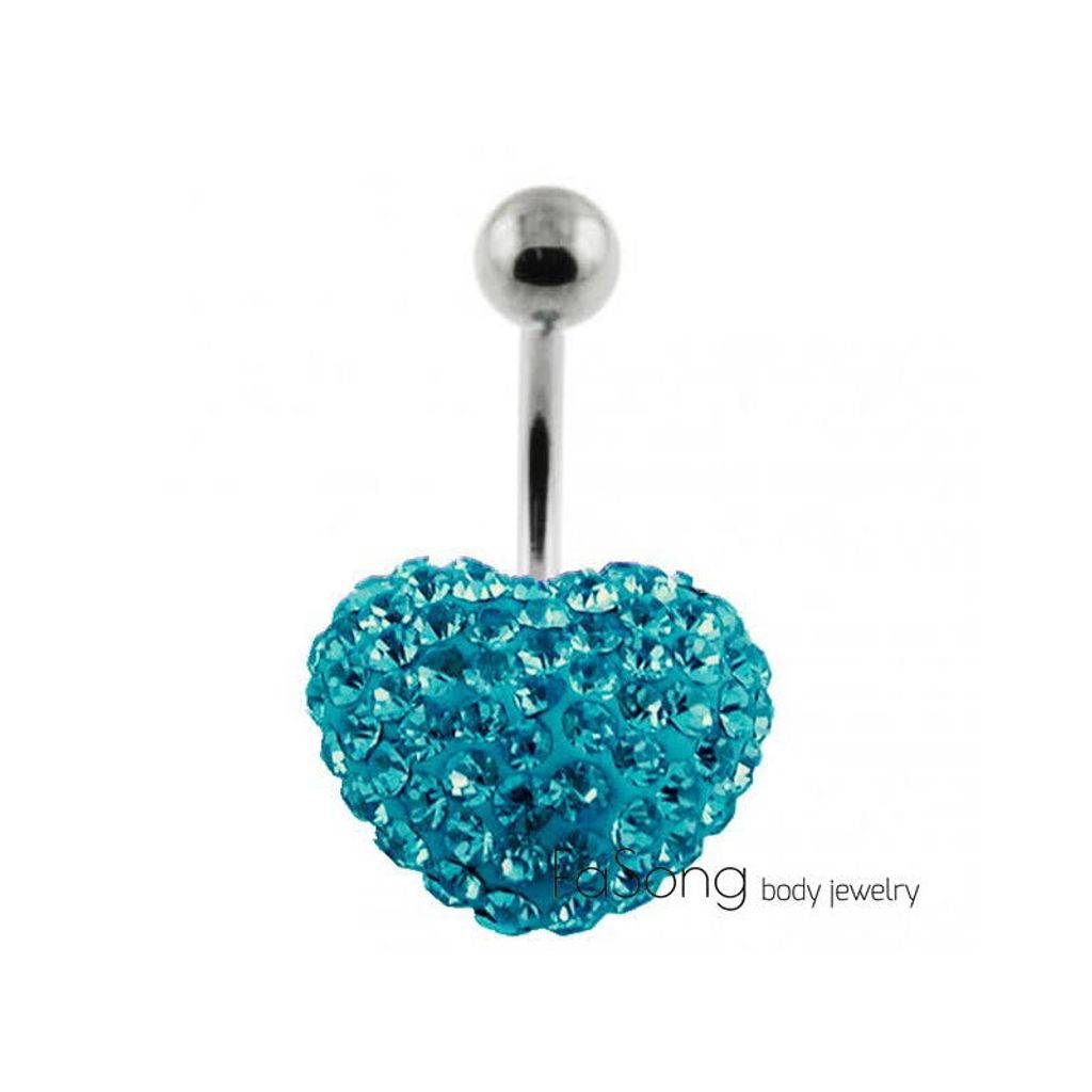 肚臍環 短針 立體心鑽