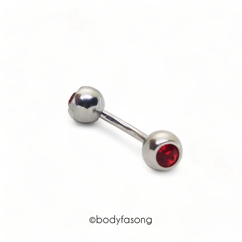 彎曲槓鈴5mm鑽珠_紅