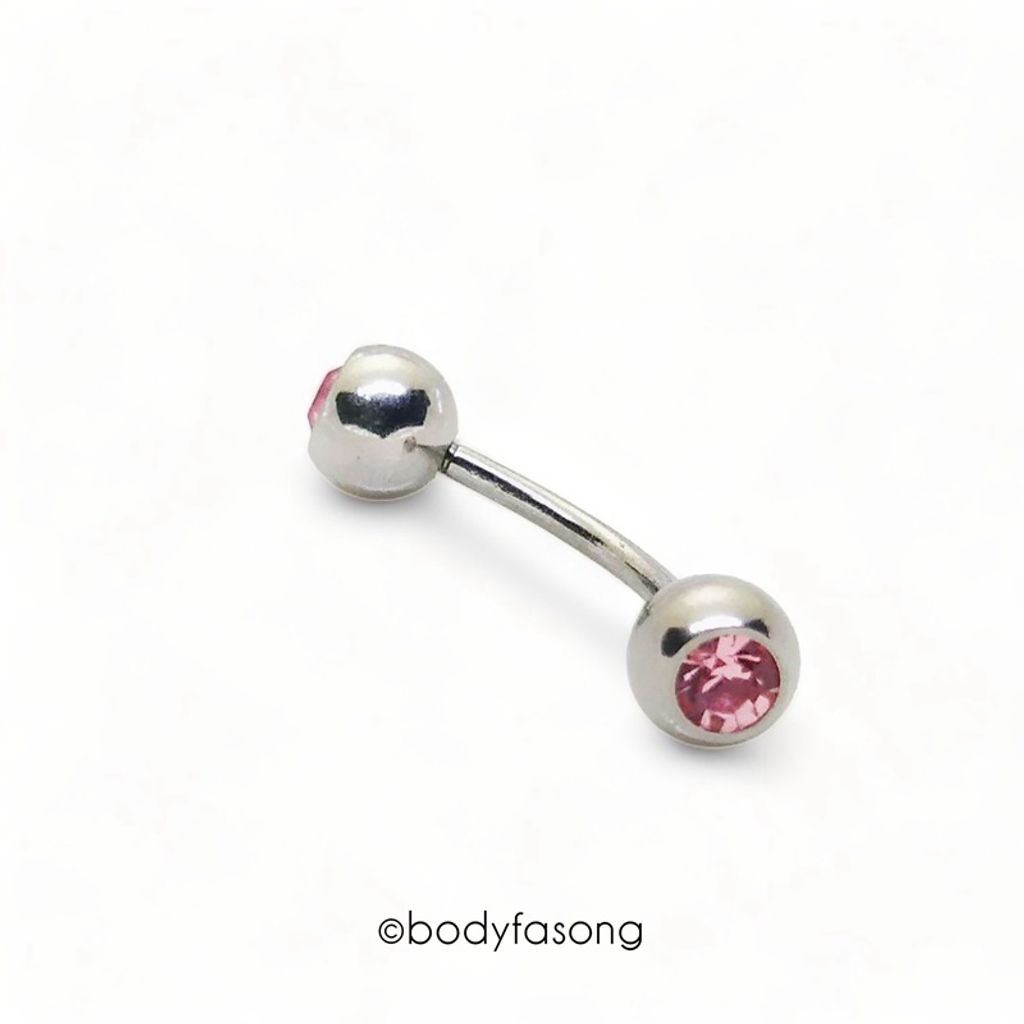 彎曲槓鈴5mm鑽珠_粉紅