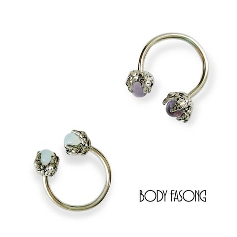 馬蹄槓鈴-爪鑲寶石