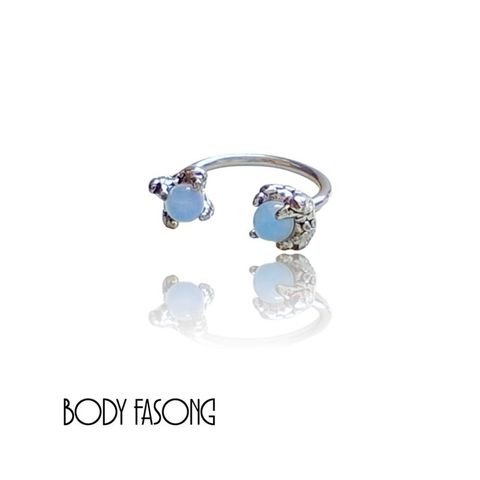 馬蹄槓鈴-爪鑲寶石白色