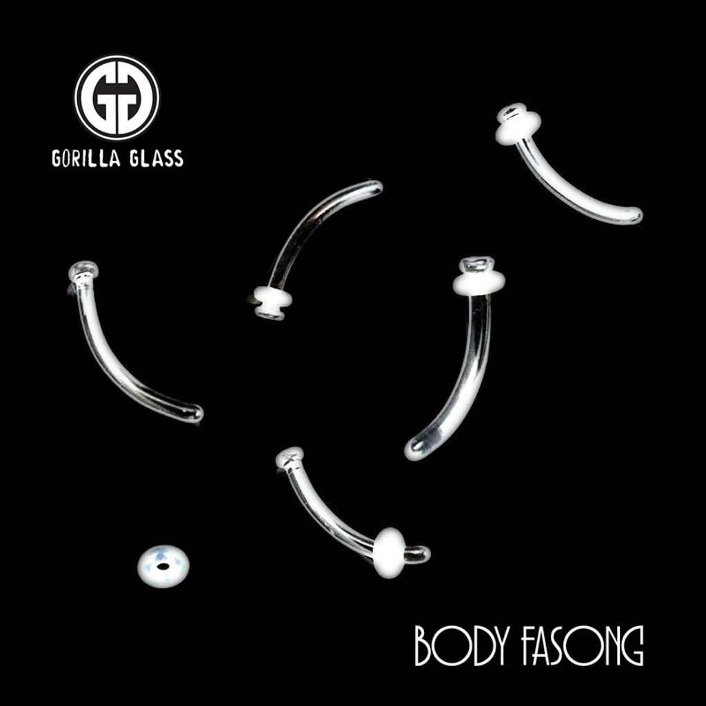 18G玻璃耳針-彎曲槓鈴