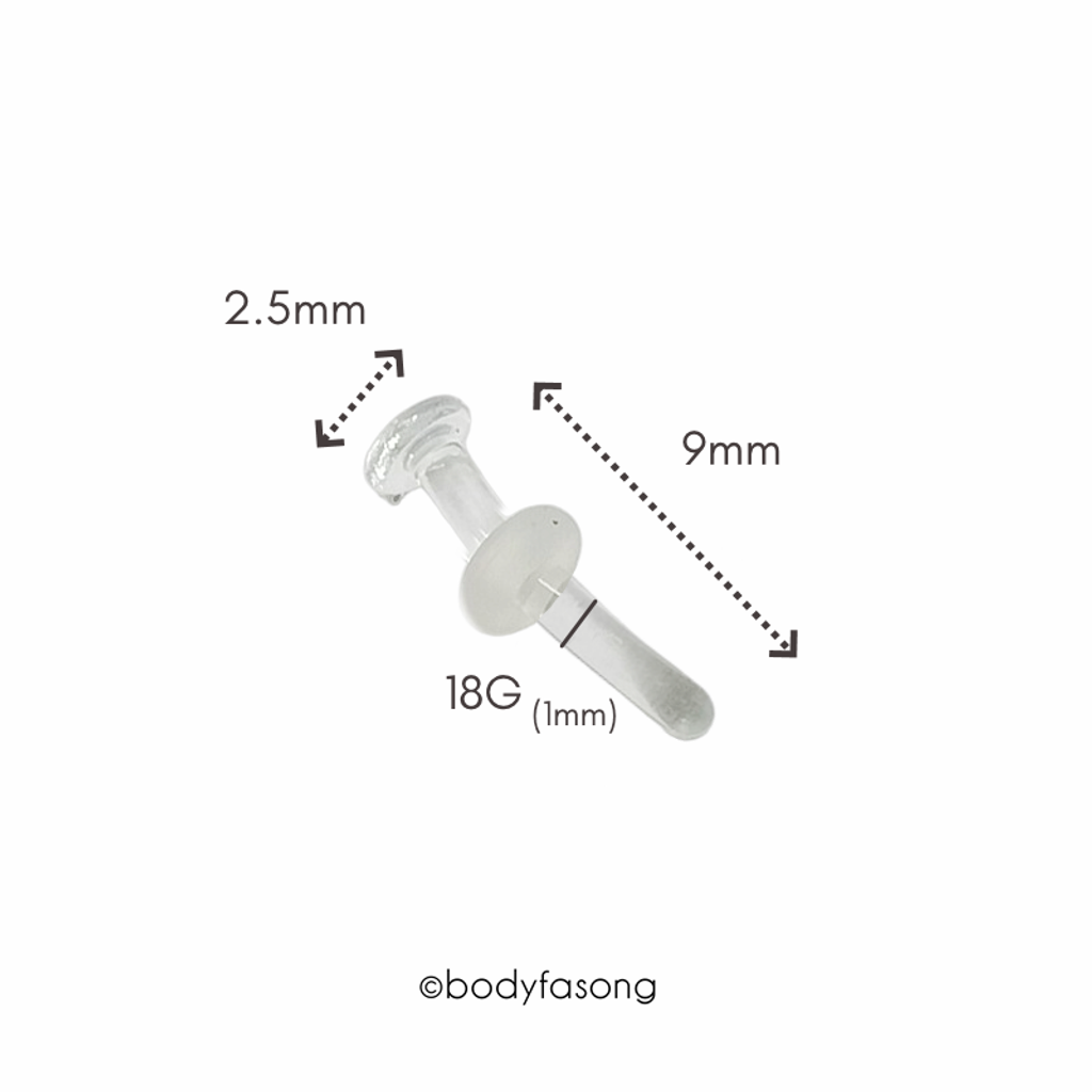 18G玻璃耳針-彎曲槓鈴_8mm