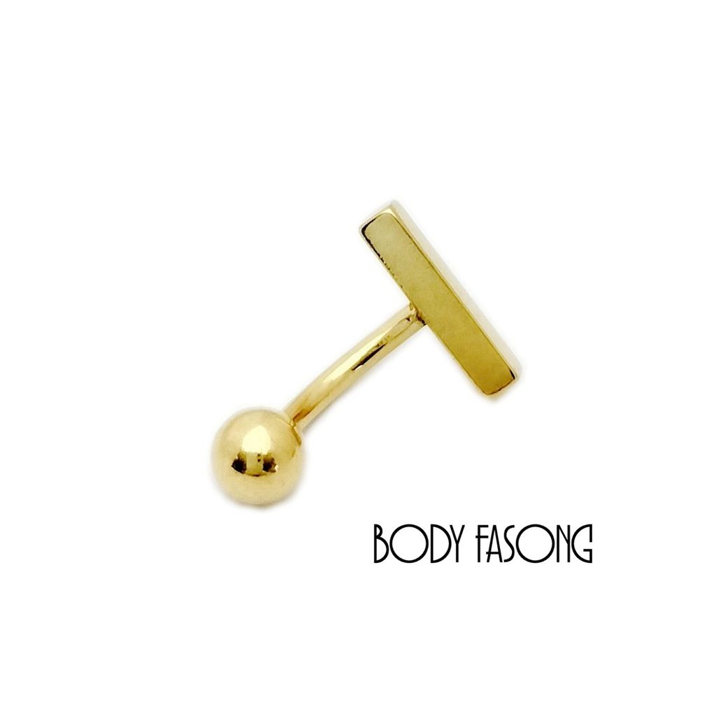 肚臍環-T槓金色1
