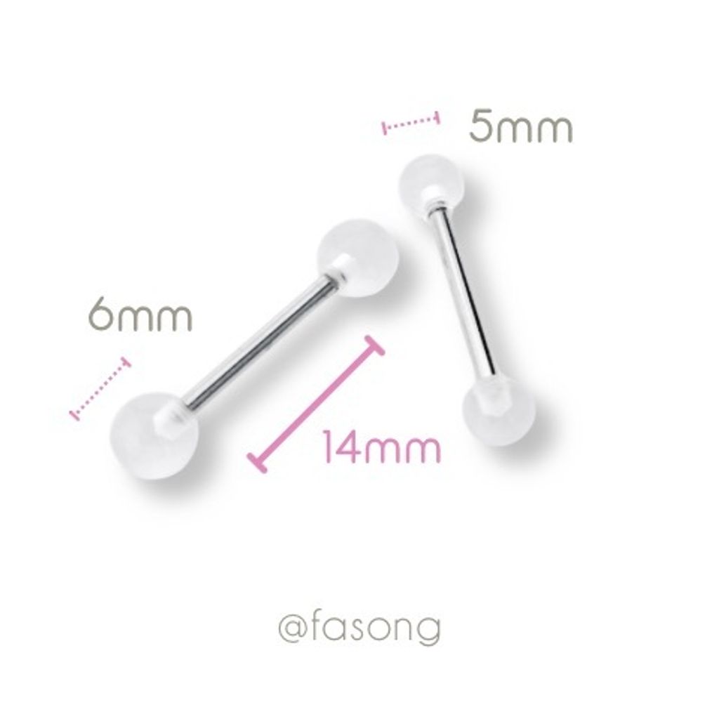 14G帶透明球直槓鈴_14mm