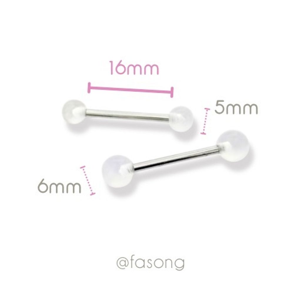 14G帶透明球直槓鈴_16mm