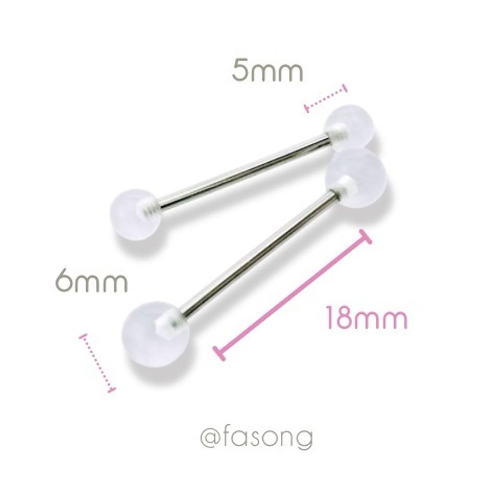 14G帶透明球直槓鈴_18mm