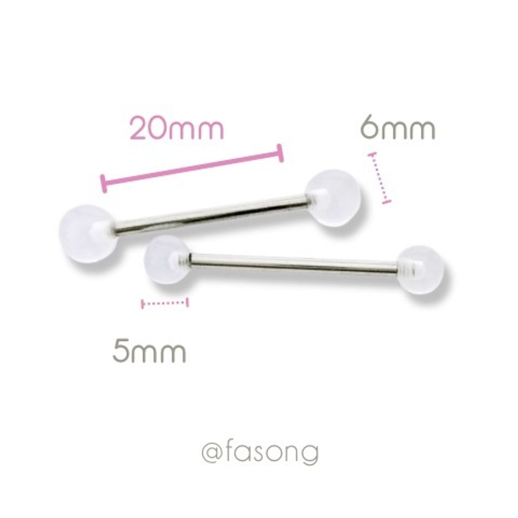 14G帶透明球直槓鈴_20mm