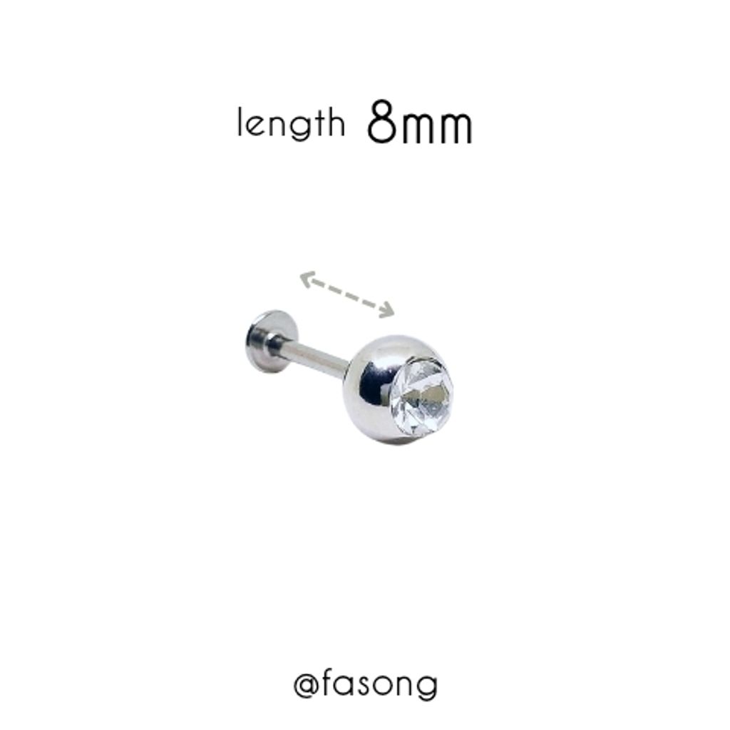 16G大鑽面6mm耳釘-長8mm