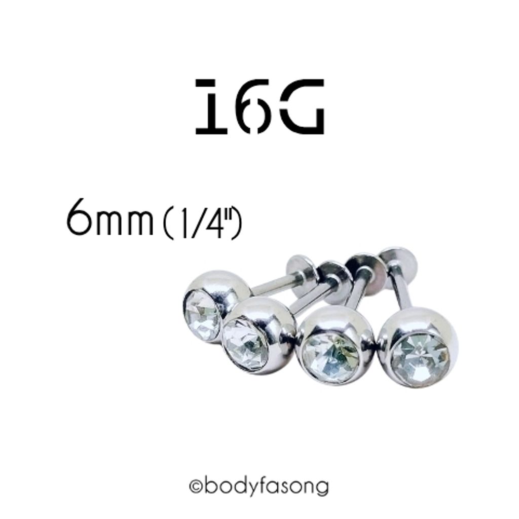 16G大鑽面6mm耳釘