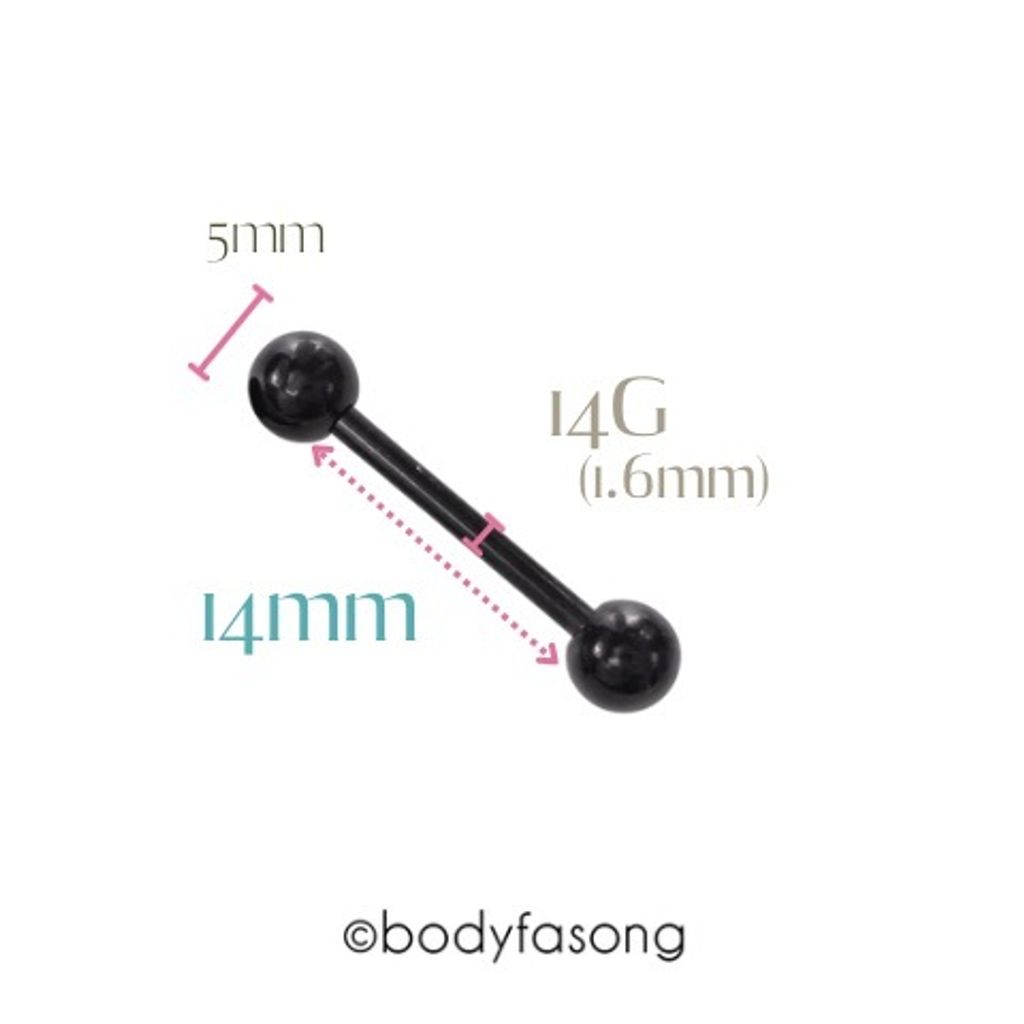 14G黑鈦直槓鈴-14mm x5