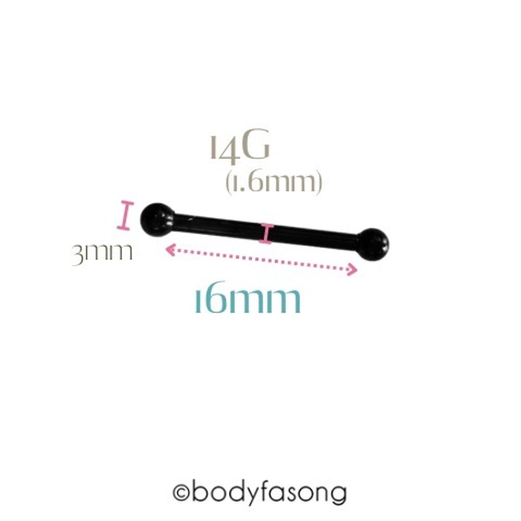 14G黑鈦直槓鈴-16mm x3