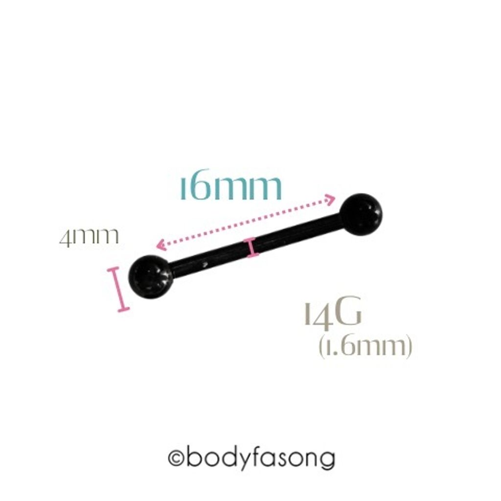 14G黑鈦直槓鈴-16mm x4