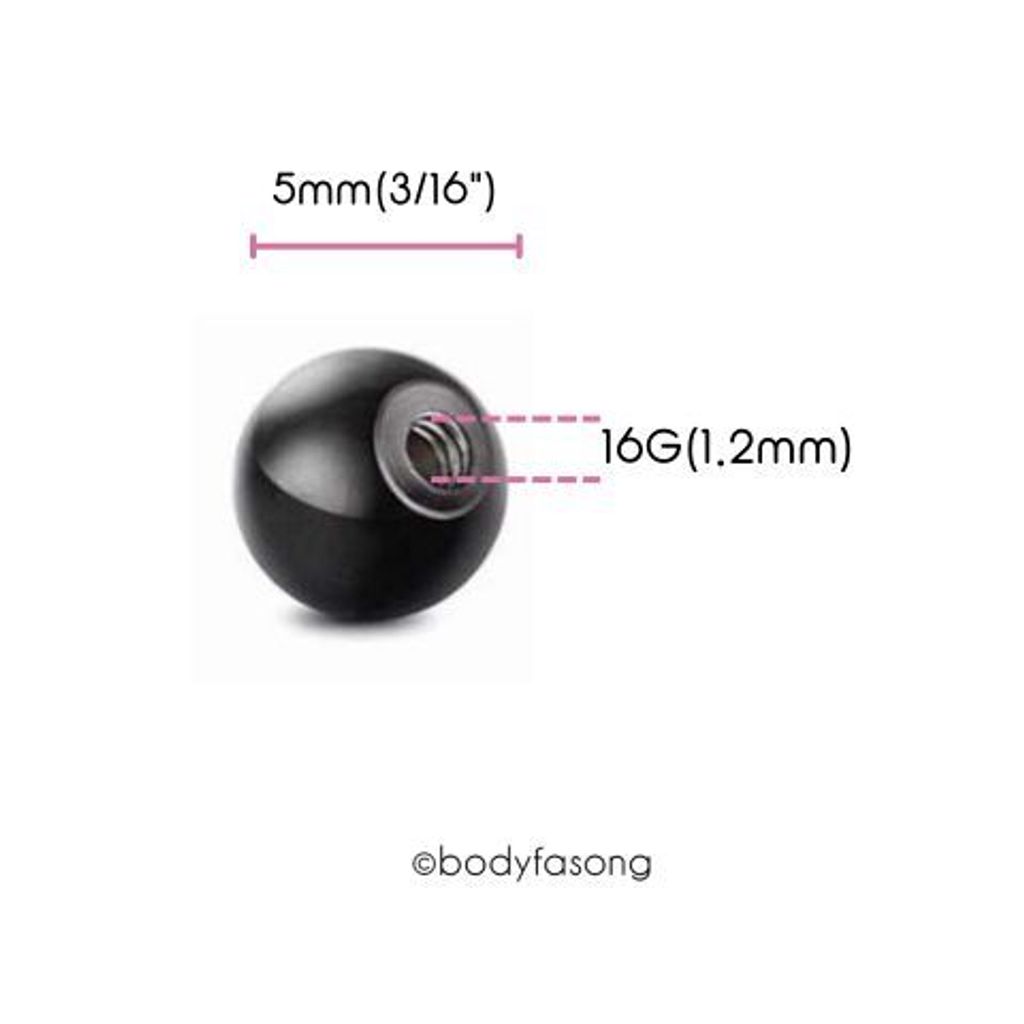 黑鈦轉珠16G-5mm