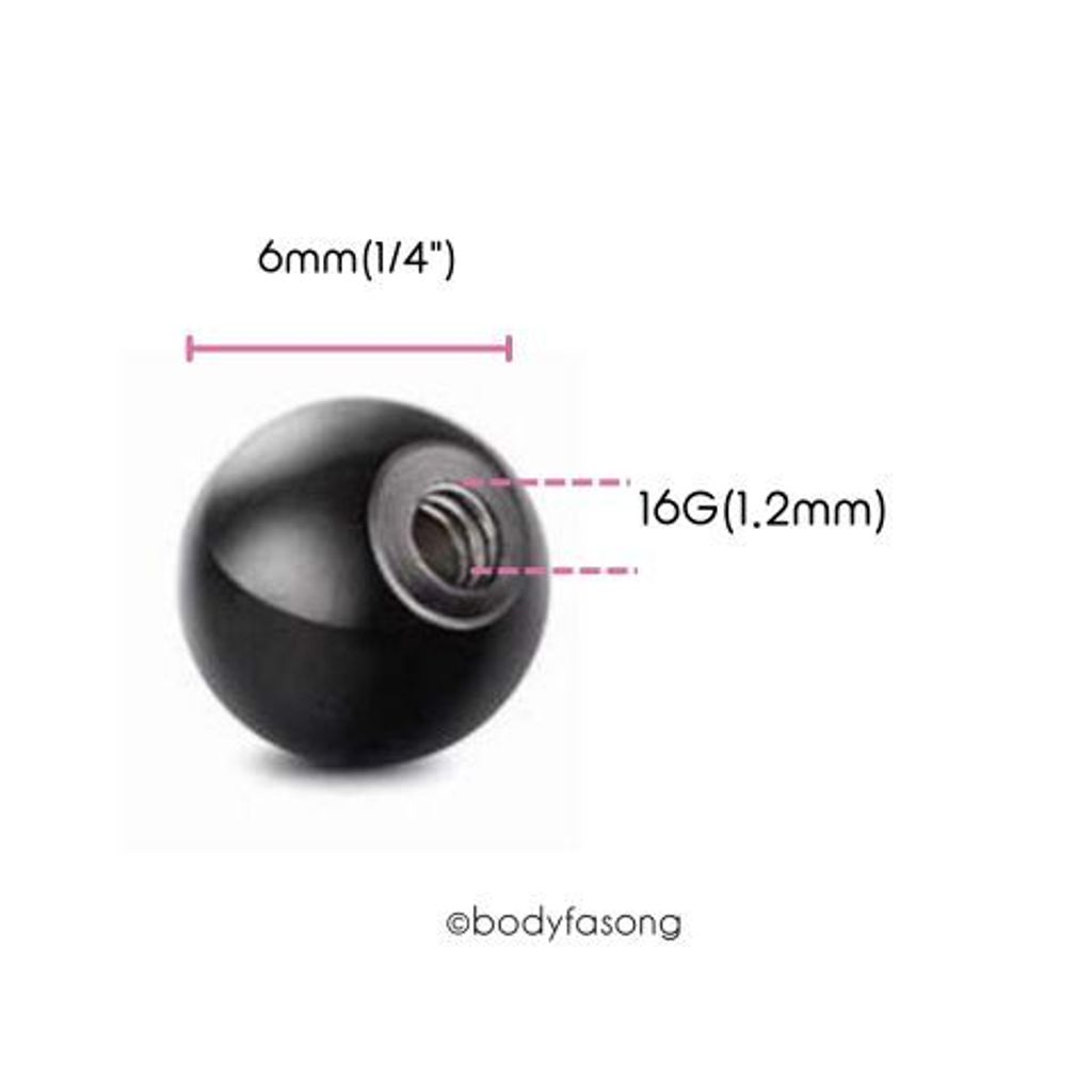 黑鈦轉珠16G-6mm