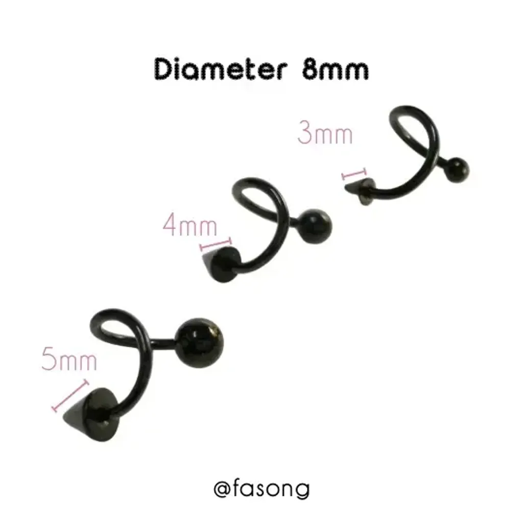 16G黑鈦圓錐 螺旋槓鈴_08mm