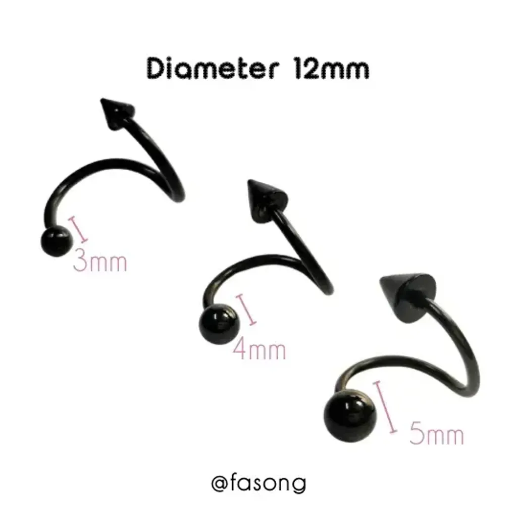 16G黑鈦圓錐 螺旋槓鈴_12mm