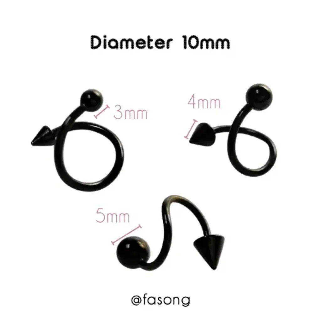 16G黑鈦圓錐 螺旋槓鈴_10mm