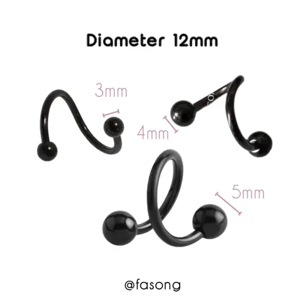 黑鈦鋼珠-螺旋槓鈴 12mm