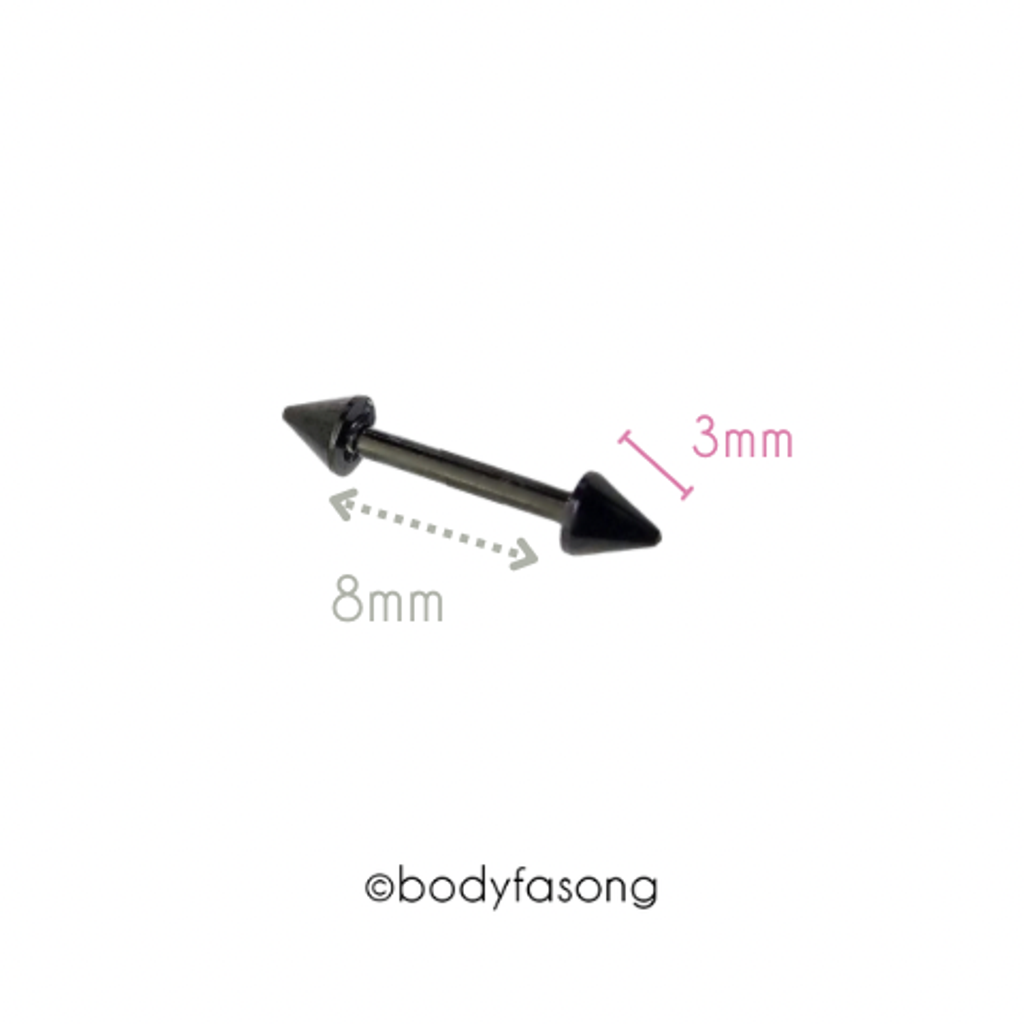 16G黑鈦直槓鈴_長8mm錐3mm