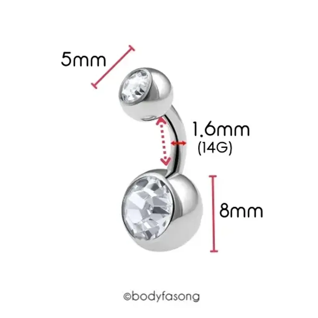 超短針雙鑽款肚臍環_尺寸