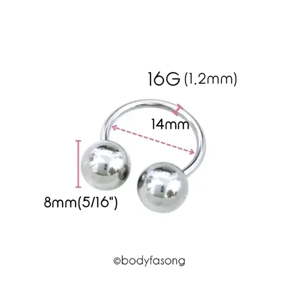 馬蹄槓鈴16G-內徑14mm鋼珠8mm