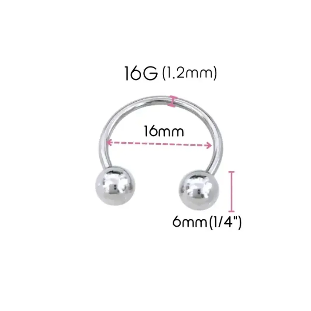 馬蹄槓鈴16G-內徑16mm鋼珠6mm