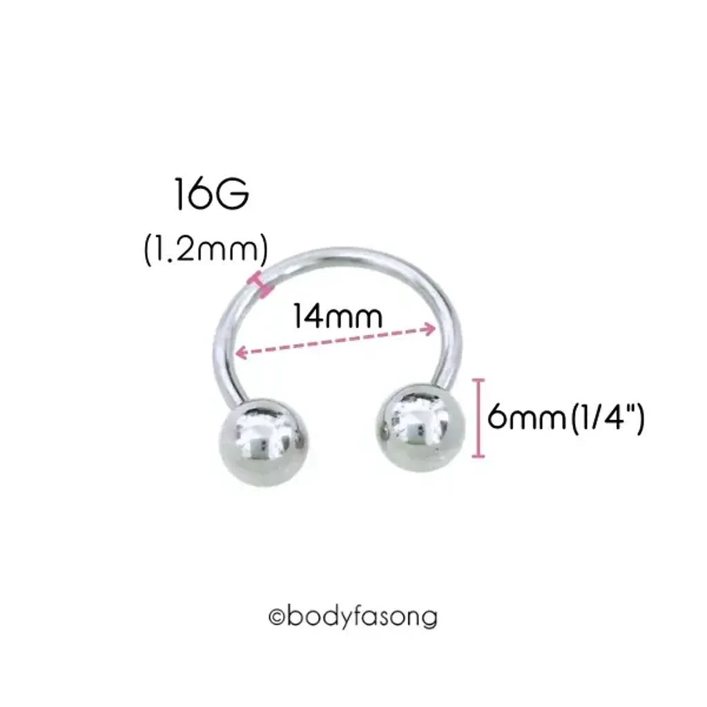 馬蹄槓鈴16G-內徑14mm鋼珠6mm
