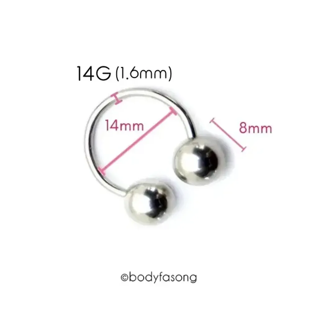 馬蹄槓鈴14G-內徑14mm鋼珠8mm
