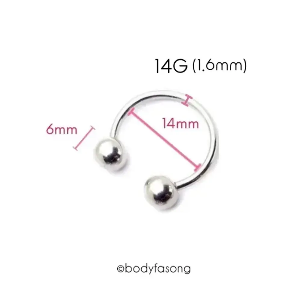 馬蹄槓鈴14G-內徑14mm鋼珠6mm