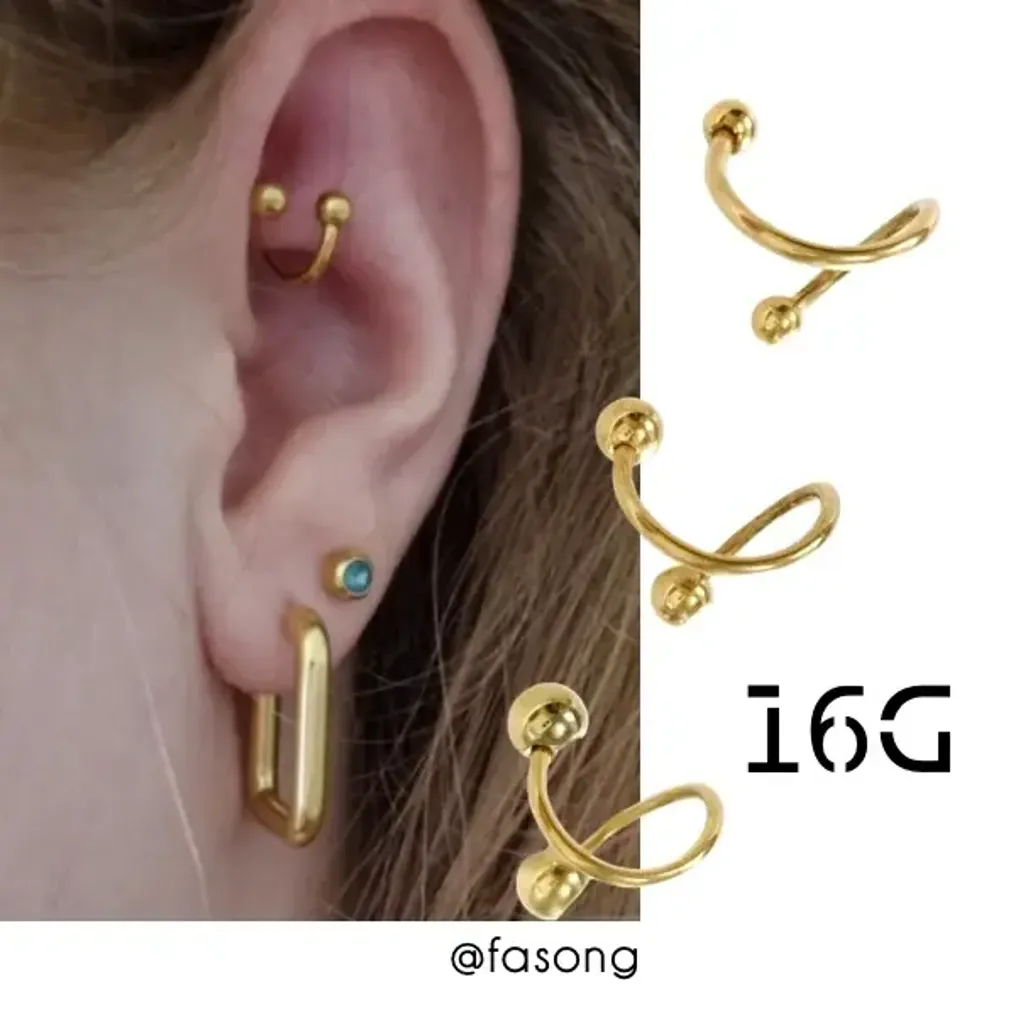 16G金色螺旋槓鈴