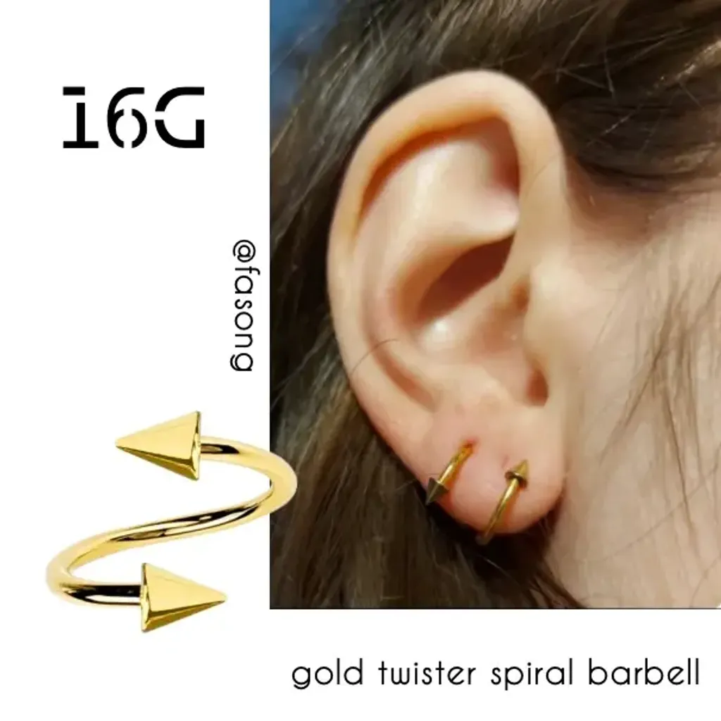 16G金色螺旋槓鈴錐款