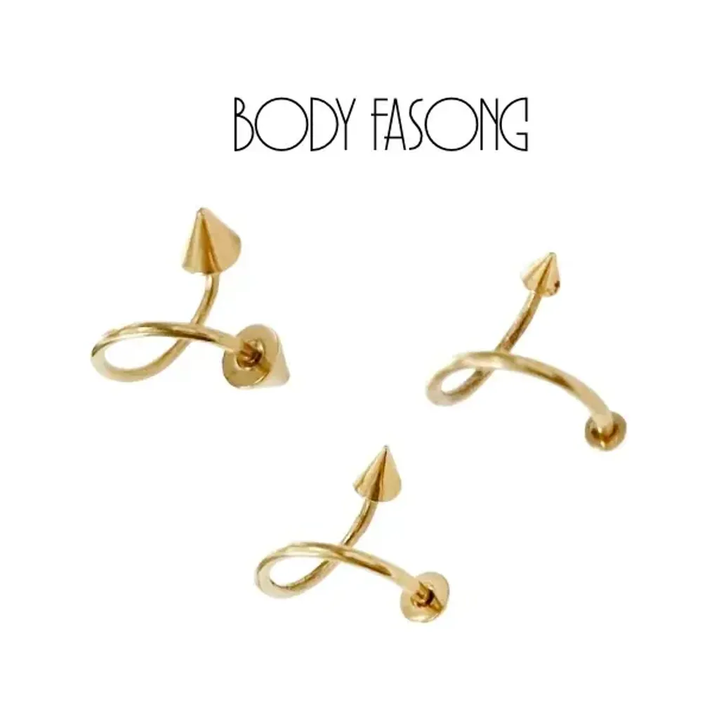 16G金色螺旋槓鈴錐款