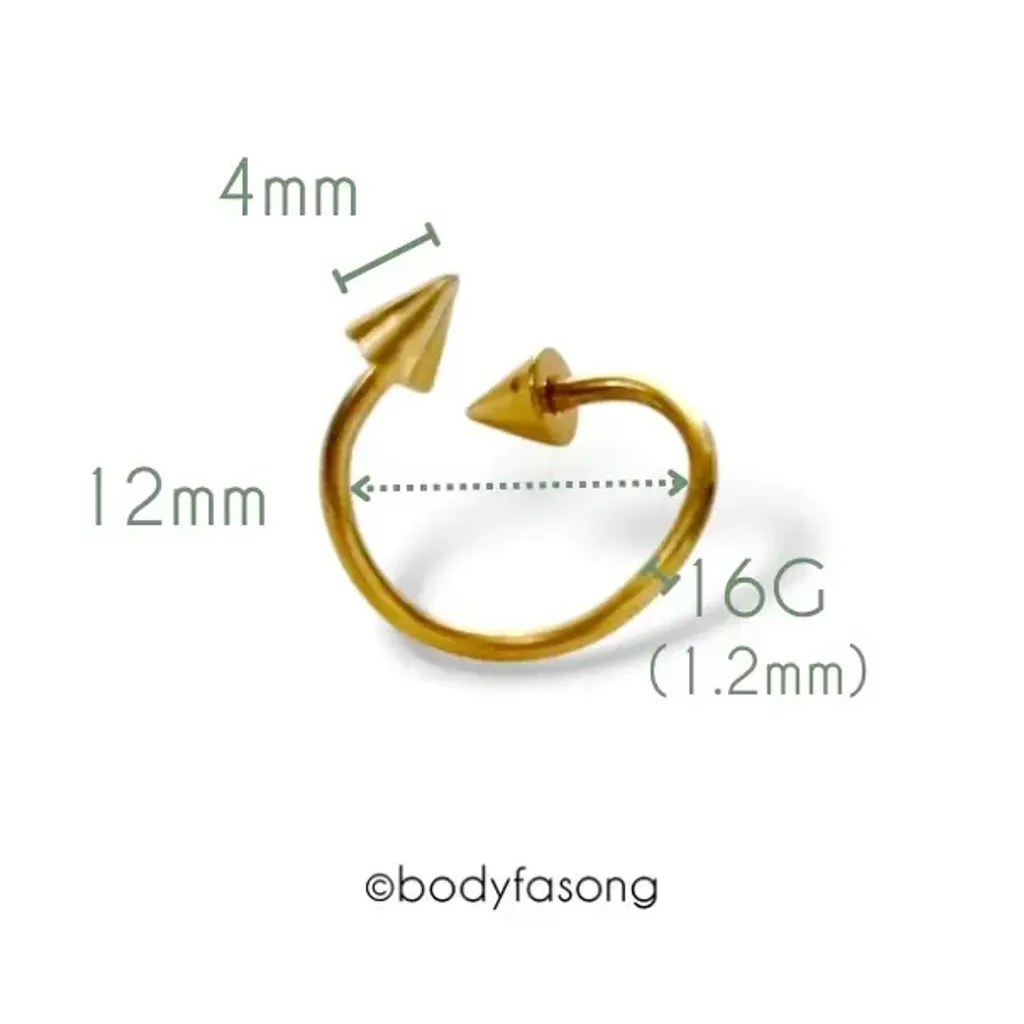 16G金色螺旋槓鈴錐款-內徑12mm 錐直徑4mm