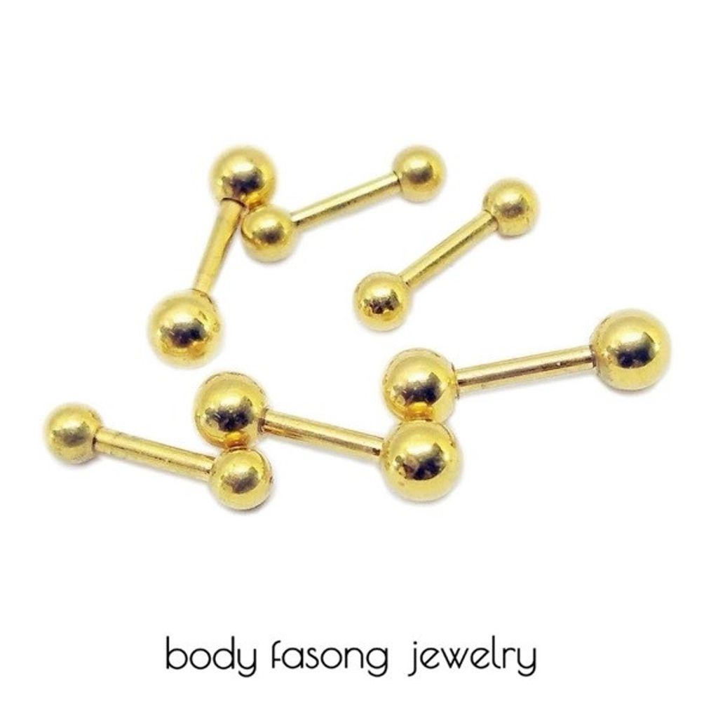 16G金色耳針 唇釘