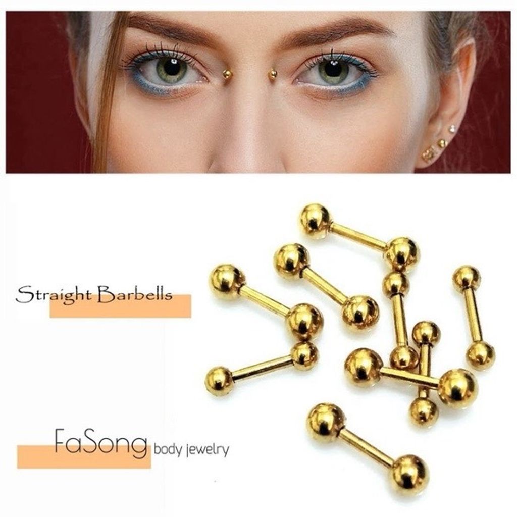 16G金色耳針 唇釘