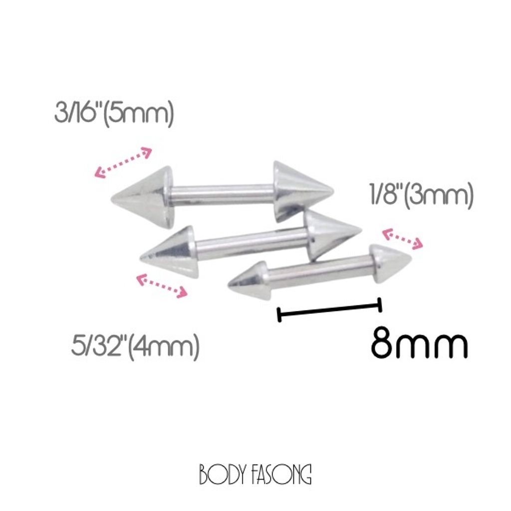 14G錐 粗針直槓鈴-長8mm