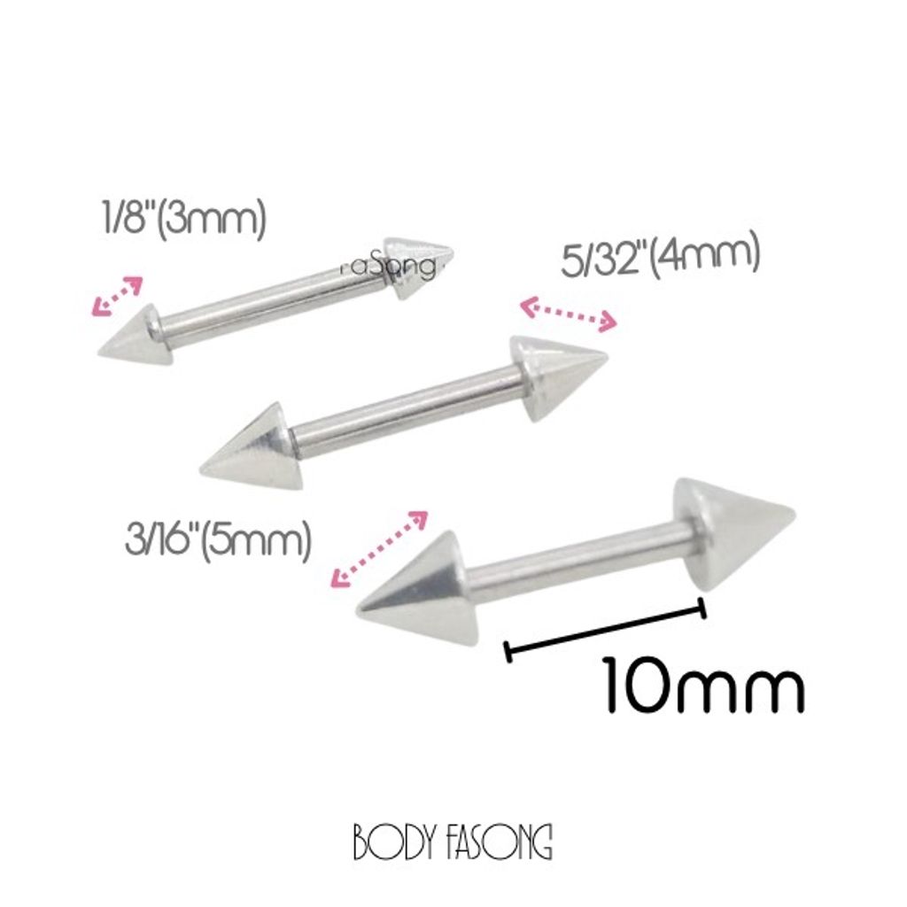14G錐 粗針直槓鈴-長10mm