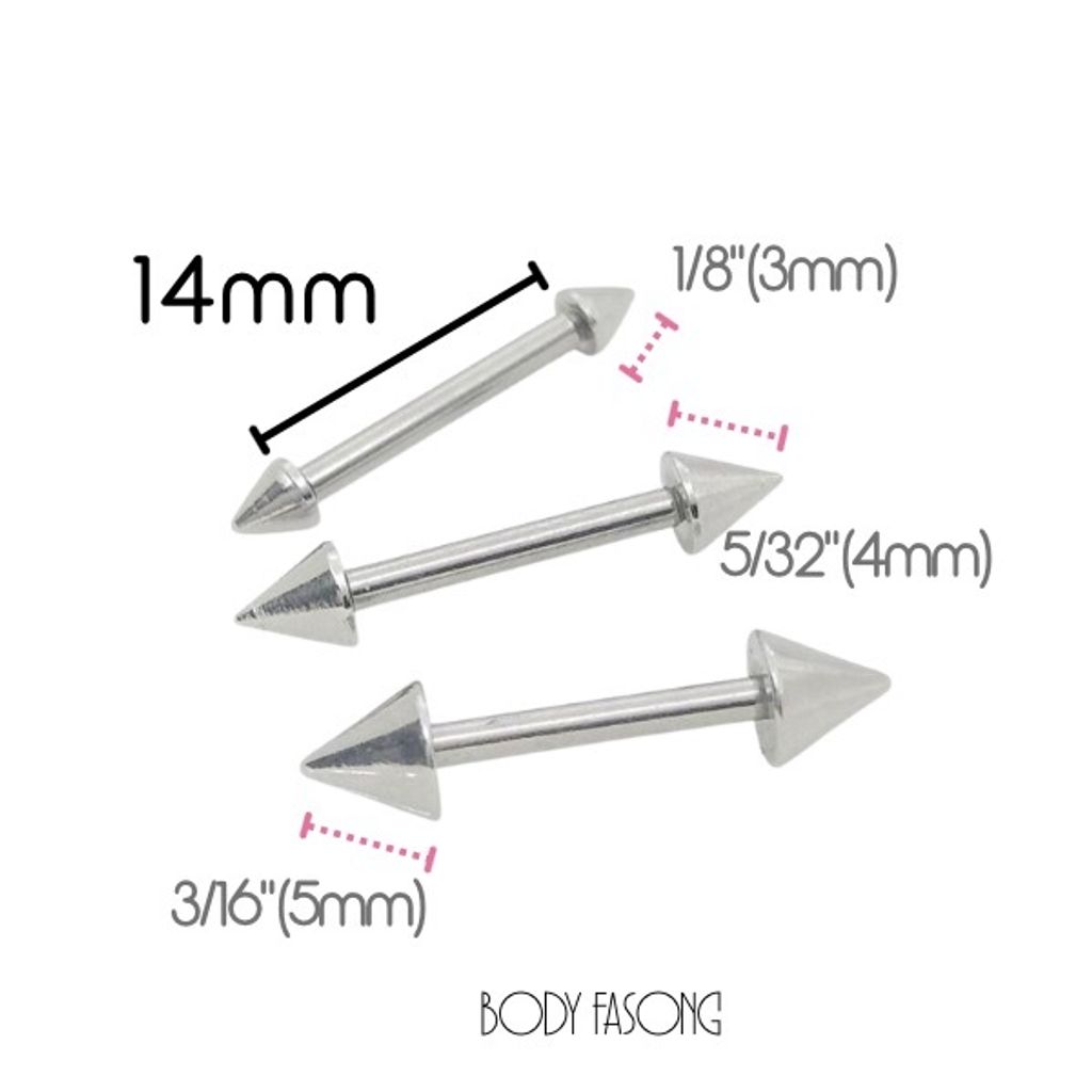 14G錐 粗針直槓鈴-長14mm