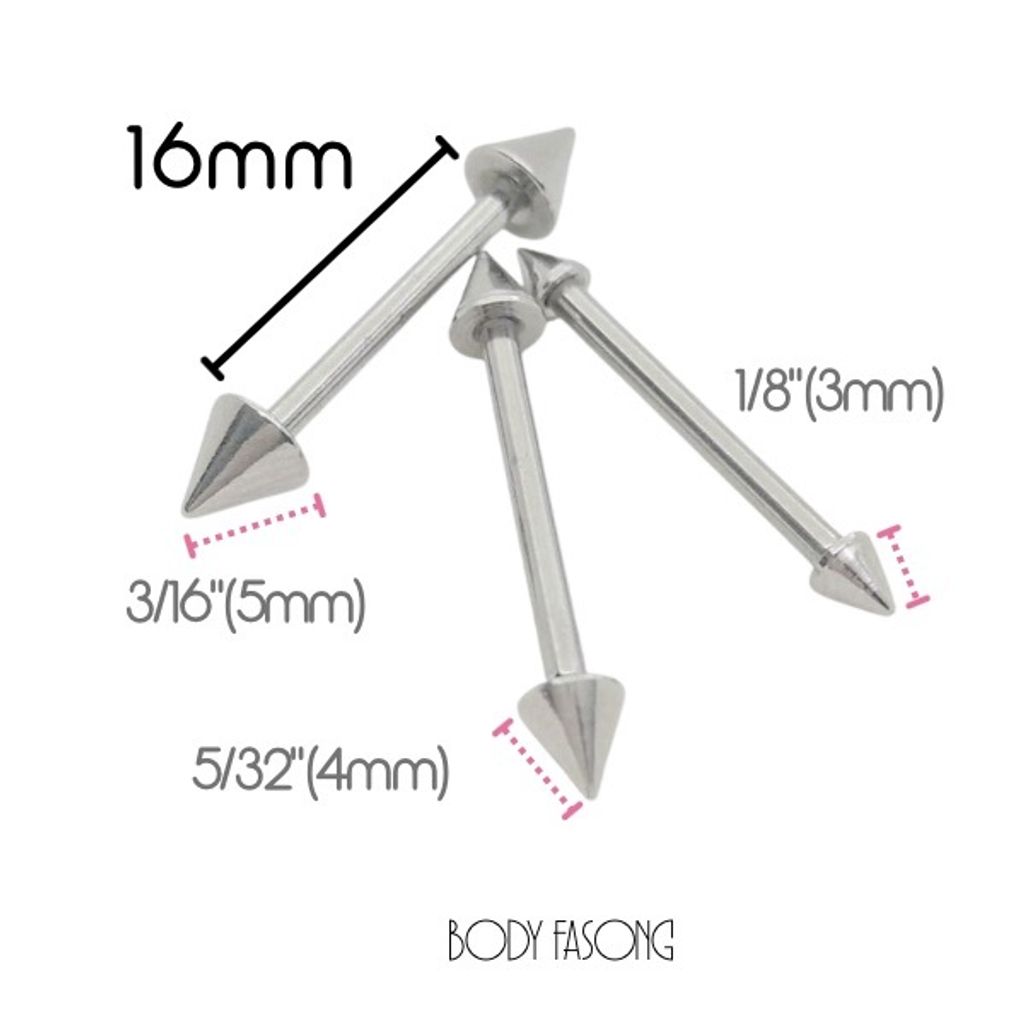 14G錐 粗針直槓鈴-長16mm