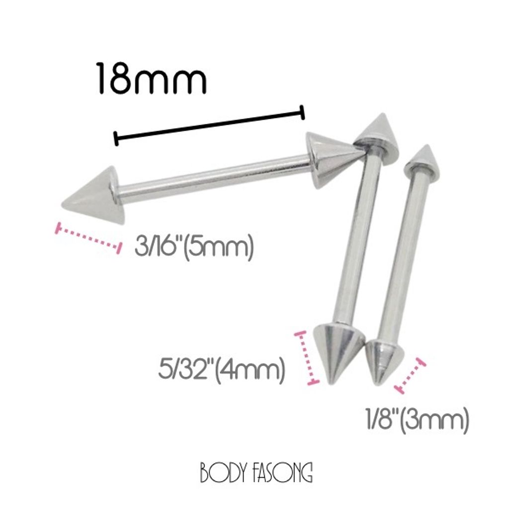 14G錐 粗針直槓鈴-長18mm
