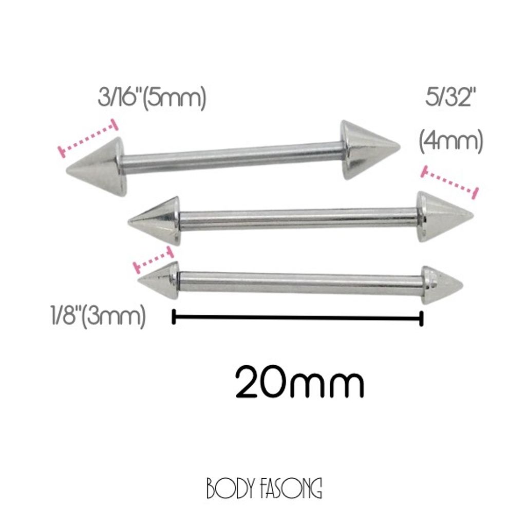 14G錐 粗針直槓鈴-長20mm