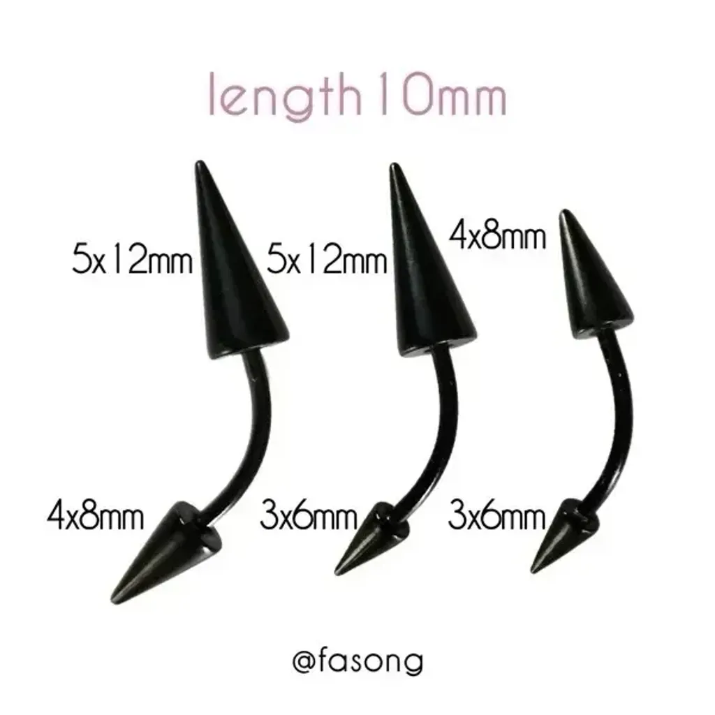 16G黑鈦長錐彎曲槓鈴_長8mm