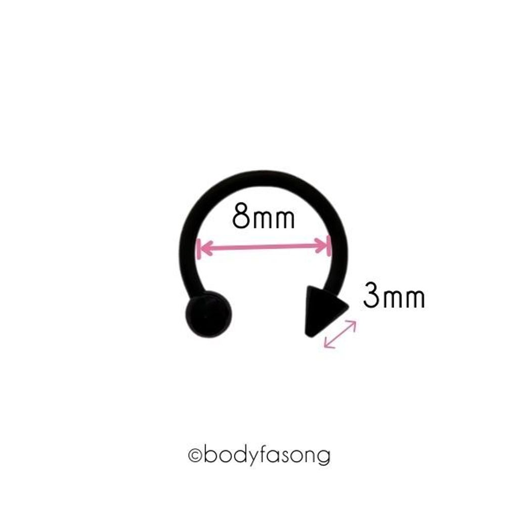 16G黑鈦圓錐馬蹄槓鈴_內徑8mm/錐3mm