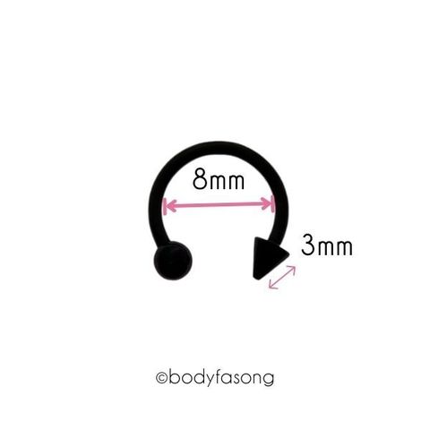 16G黑鈦圓錐馬蹄槓鈴_內徑8mm/錐3mm
