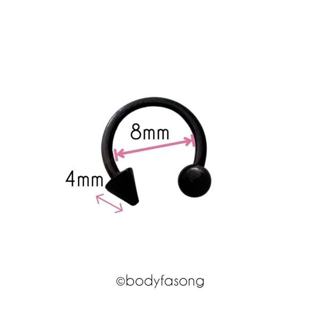 16G黑鈦圓錐馬蹄槓鈴_內徑8mm/錐4mm