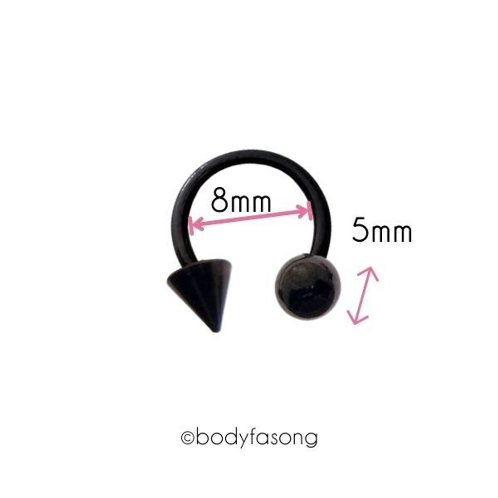 16G黑鈦圓錐馬蹄槓鈴_內徑8mm/錐5mm